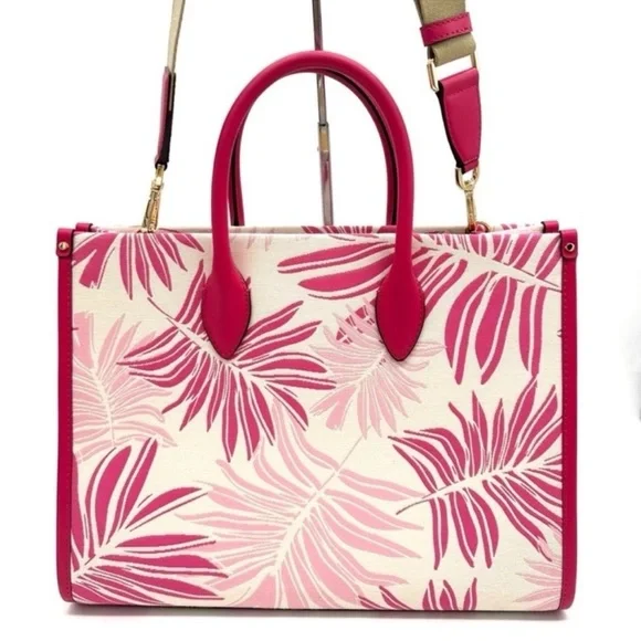 Michael Kors Medium Mirella Tote BagElectric Pink Multi Leather